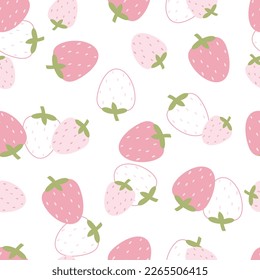 Nursery seamless pattern strawberry in cartoon style Designs for newborn apparel, textiles and wallpaper