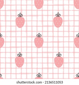 Nursery seamless pattern strawberry on mesh background used for print, wallpaper, textile