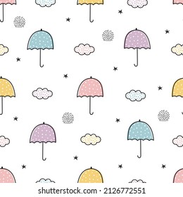 Nahtlose Nurserie-Muster-Regenschirm auf weißem Hintergrund