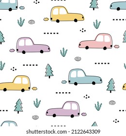 nursery seamless pattern Vintage car background used for publication, wallpaper, textiles Vector illustration