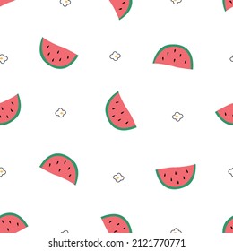 Nursery seamless pattern watermelon on white background Use for prints, wallpaper, textiles, vector illustrations