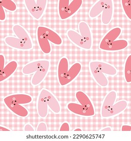 Nursery seamless patterns heart on checkered background. design used for fabric, newborn apparel, textiles, and wallpaper. vector illustrations
