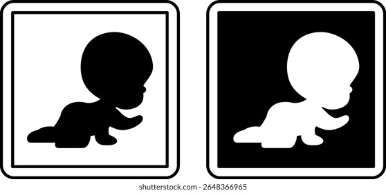 Sinais de creche. Ilustrações de vetor em preto e branco. Lugar para bebês, maternidade. Entrar no Departamento do Hospital