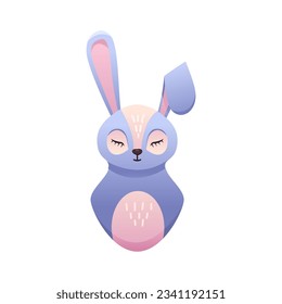 Nursery Sleeping Cute Bunny. Cartoon Vector Illustration.