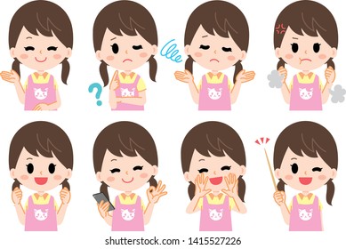 Nursery teacher young woman illustration set