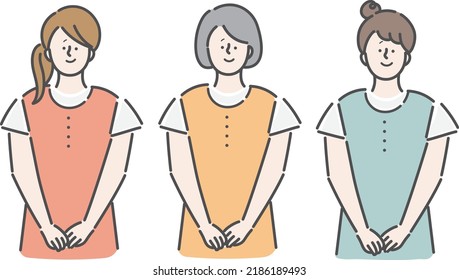 Nursery teacher(Three different types of people) illustration