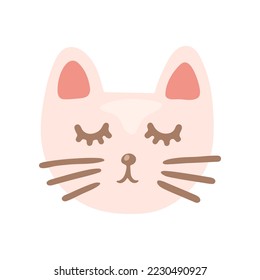 Nursery toy cat in Boho style vector illustration. Toy cat for newborn babies isolated on white background. concept