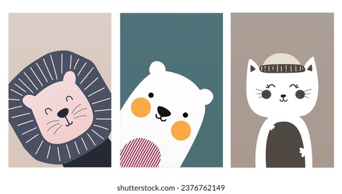 Nursery Wall Art Animals Baby Poster. Printable Cute Animal Nursery Wall Decor Poster