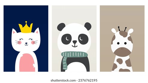 Nursery Wall Art Animals Baby Poster. Printable Cute Animal Nursery Wall Decor Poster