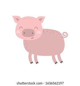 Nursery wall art Pig poster Gender neutral print Modern illustration for kids Baby animal with stars and crown vector card