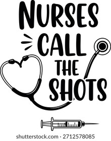 Enfermeiras Chamam a citação do vetor Shots com coração estetoscópico para apreciação do trabalhador médico.