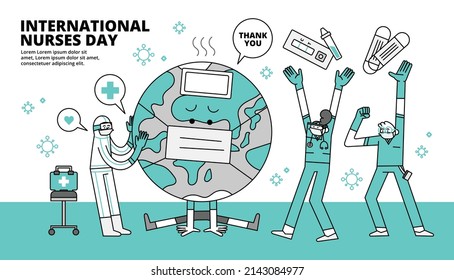 Nurses Day Coronavirus Concept Hand Drawn Character Illustration