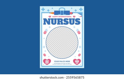 Nurses Day Flyer.Vector illustration template. International nurses day social media post nurse webinar for social media post, doctor banner template 