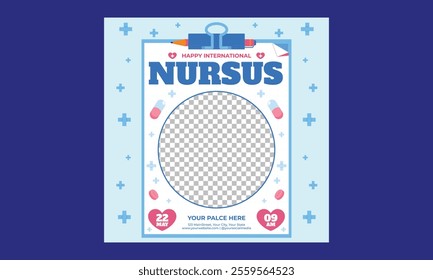 Nurses Day Socials Media.Vector illustration template. International nurses day social media post nurse webinar for social media post, doctor banner template 