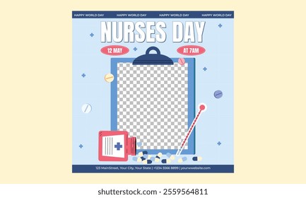 Nurses Day Socials Media.Vector illustration template. International nurses day social media post nurse webinar for social media post, doctor banner template 