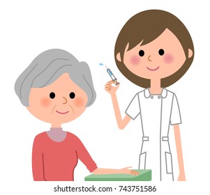Nurses and the elderly, injection