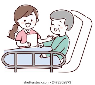 Nurses having a conversation at the bedside