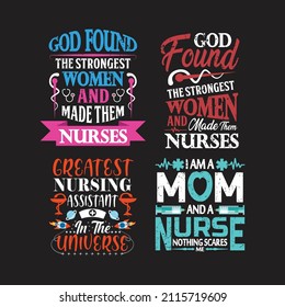 Nurses lettering typographic bundle design vector, Nursing emblem badge bundle.
