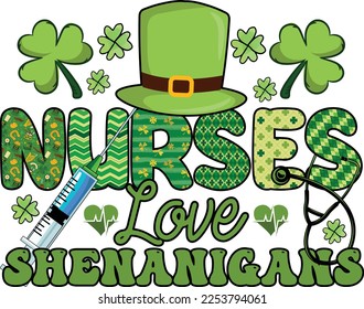 Nurses Love Shenanigans St. Patrick's Day Sublimation T-shirt