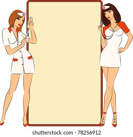 Nurses ready to make an injection. Vector