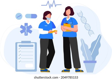 
Nurses Talking about Patients Medicine vector