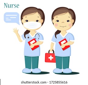 Nurses. Vector flat style illustration.