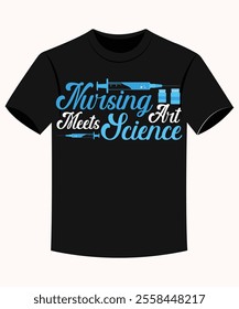 Nursing Art Meets Science Funny Aesthetic Nurse T-shirt for Print on Demand Business and Printing Industry.