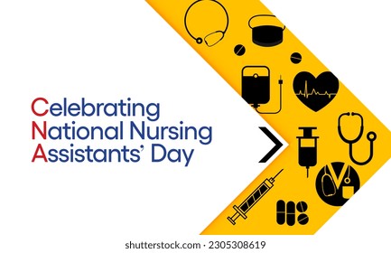 Nursing assistants day is observed every year in June, The main role of a CNA is to provide basic care to patients and help them with daily activities. vector illustration