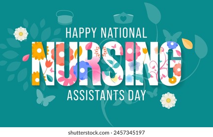 Nursing Assistants day is observed every year in June, The main role of a CNA is to provide basic care to patients and help them with daily activities. vector illustration.