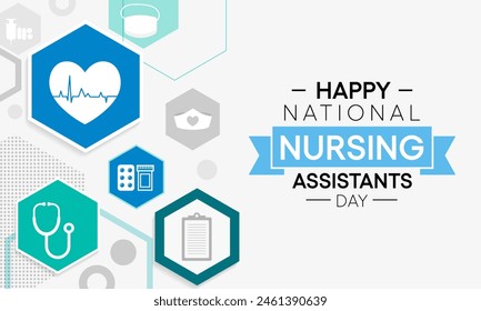 Nursing Assistants day is observed every year in June, The main role of a CNA is to provide basic care to patients and help them with daily activities. vector illustration.