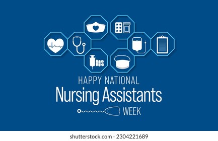 Nursing assistants week is observed every year in June, The main role of a CNA is to provide basic care to patients and help them with daily activities. vector illustration