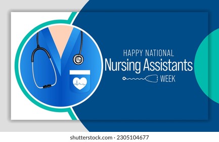 Nursing assistants week is observed every year in June, The main role of a CNA is to provide basic care to patients and help them with daily activities. vector illustration