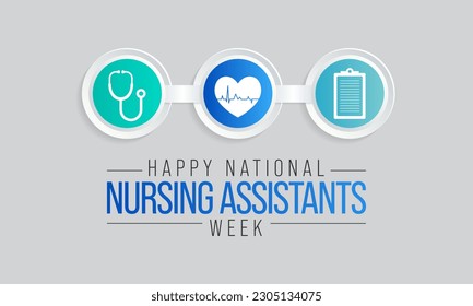 Nursing assistants week is observed every year in June, The main role of a CNA is to provide basic care to patients and help them with daily activities. vector illustration