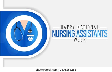 Nursing assistants week is observed every year in June, The main role of a CNA is to provide basic care to patients and help them with daily activities. vector illustration