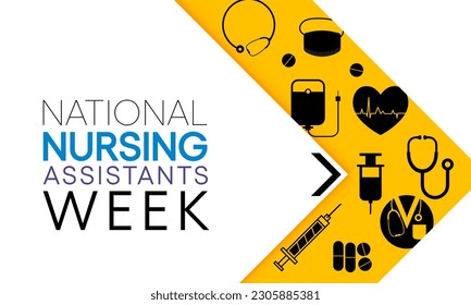 Nursing assistants week is observed every year in June, The main role of a CNA is to provide basic care to patients and help them with daily activities. vector illustration svg