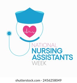 Nursing Assistants week is observed every year in June, The main role of a CNA is to provide basic care to patients and help them with daily activities. vector illustration.