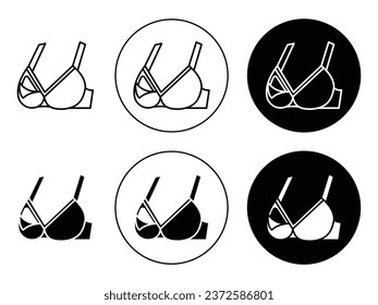 nursing bra icon set. summer bra vector symbol in black filled and outlined style.