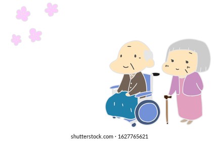 Nursing care, elderly people, cherry blossom viewing