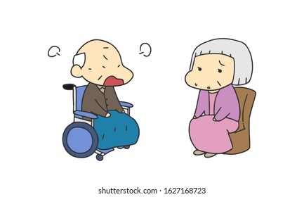 Nursing care: old man couple fight