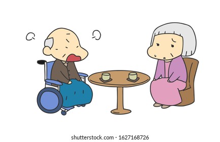 Nursing care: old man couple fight