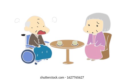 Nursing care: old man couple fight