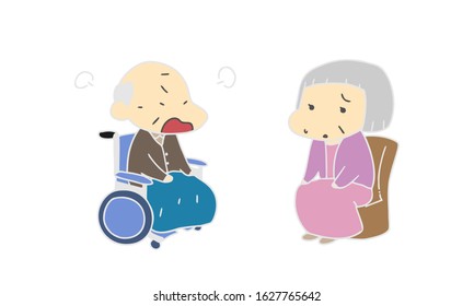 Nursing care: old man couple fight