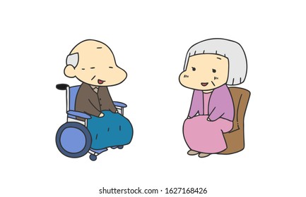 Nursing care: old man good old couple