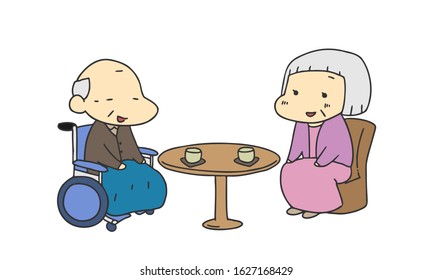 Nursing care: old man good old couple