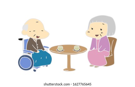 Nursing care: old man good old couple