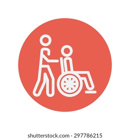 Nursing care thin line icon for web and mobile minimalistic flat design. Vector white icon inside the red circle