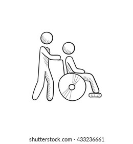 Icono de dibujo vectorial de cuidado de enfermería aislado en el fondo. Icono de atención de enfermería dibujado a mano. Icono de boceto de cuidado de enfermería para infografía, sitio web o aplicación.