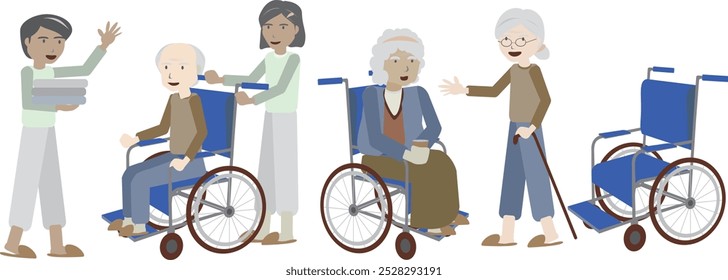 Nursing care. work people set. vector illustration