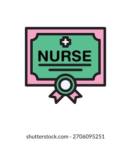 Ilustración vectorial de Icono de Certificación de Enfermería