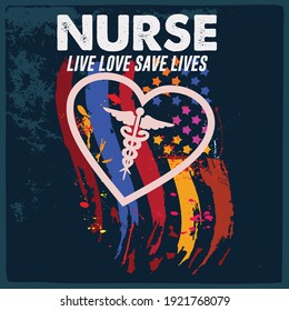 Nursing  Design vector illustration for T shirt or other uses. 